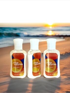 Bath & and Body Works ORANGE SAPPHIRE lot of 3 travel size Body Lotions